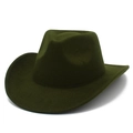 Detailed close-up showing the elegant curved brim and textured dark green wool felt cowboy hat - One Size / Army Green