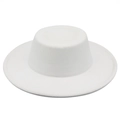 Chapeau canotier classique en feutre de laine blanc avec large bord pour un style rétro - Taille unique / Blanc
