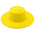 Gelber Wollfilz-Flachhut mit breiter Krempe für Damen im klassischen Vintage-Stil - Einheitsgröße / Gelb