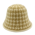 Dettaglio della trama a maglia pied de poule e bordo spesso del cappello da pescatore - Taglia unica / Cachi