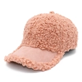 Rosa Teddy-Fleece Baseballkappe mit weichem Plüsch und Wildleder-Schirm für den Winter - Einheitsgröße / Rosa