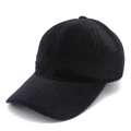 Close-up of black faux mink baseball cap showing dense plush texture and 6-panel structure - Black