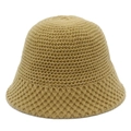 Detalle del sombrero de pescador de punto caqui con textura de gofre para el invierno - Talla única / Caqui