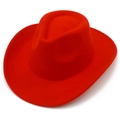 Vibrant red wool felt cowboy hat with classic wide brim and stylish jazz style crown - Red / Adult