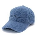 Verstelbare blauwe teddy fleece baseballpet met borduursel voor dames en heren - Blauw