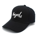 Casquette de baseball noire en coton avec broderie Angels blanche et visière courbée - Taille unique / Noir