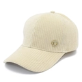 Berretto da baseball vintage in velluto a coste color crema con logo D di strass - Taglia unica / Beige