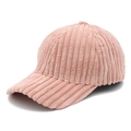 Berretto da baseball in velluto a coste rosa con strisce verticali per uomo e donna - Taglia unica / Rosa