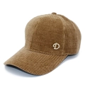 Berretto da baseball vintage in velluto a coste marrone con logo D di strass scintillanti - Taglia unica / Marrone