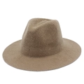 Knit fedora hat in brown chenille with wide brim and soft foldable crown for winter - One Size / Light Coffee