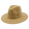 Detailed view of the beige chenille knit fedora showing fine woven texture and soft structure - One Size / Khaki
