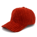 Dettaglio del tessuto in velluto a coste arancio e corona a 6 pannelli del cappello - Taglia unica / Borgogna