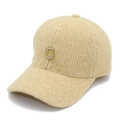 Chic beige knitted baseball cap featuring a sparkling rhinestone letter G metal logo - Oatmeal