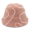 Rosafarbener Plüsch-Fischerhut mit Fransen für Wärme im Herbst und im Winter - Einheitsgröße / Rosa