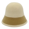 Cappello bucket da donna in maglia bicolore beige e caffè per autunno e inverno caldo - Cachi