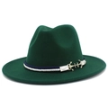 Classic dark green wool fedora with blue-white braided band and anchor pin - Dark Green