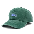 Macro di cappello da baseball in cotone lavato verde scuro con ricamo Check blu - Verde