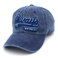 Dettaglio del ricamo Always 75 New York City su cappellino in denim lavato blu scuro - Taglia unica / Blu