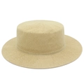 Eleganter beiger Strohhut mit breiter Krempe und feiner Webstruktur für Damen im Frühling - Khaki