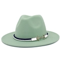 Classic wide brim wool fedora in mint green with nautical rope and anchor detail - Mint Green