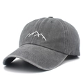 Berretto da baseball in cotone grigio lavato con ricamo minimalista di una montagna - Taglia unica / Grigio