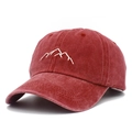 Berretto da baseball unisex in cotone lavato bordeaux con ricamo di montagne bianco - Taglia unica / Borgogna