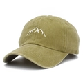 Berretto da baseball in cotone lavato verde oliva con ricamo di montagna per uomo e donna - Taglia unica / Giallo