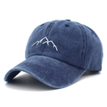 Berretto da baseball vintage in cotone lavato blu navy con ricamo di vette montuose - Taglia unica / Blu