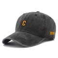 Vintage washed cotton baseball cap with yellow embroidered letter C and 1999 detail - Black