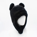 Bonnet d'hiver noir en fausse fourrure avec oreilles d'ours et protège-oreilles - Taille unique / Noir
