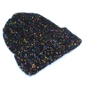 Berretto in maglia nera a macchie arcobaleno da donna, cappello invernale caldo - Nero