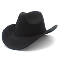Close-up of black western cowboy hat with wide brim and decorative felt band detail - Black