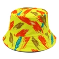 Vibrant yellow bucket hat with artistic abstract print and reinforced stitched brim - Yellow