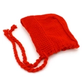 Vibrant red knit earflap hat for babies with thick braided ties on white background - One Size / Red