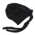 Schattige zwarte fleece gebreide muts met oorkleppen, dikke warme wintermuts voor dames - Eén maat / Zwart