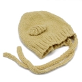 Gembergele gebreide babymuts met schattig bladdetail en kinbandjes voor de winterperiode - Eén maat / Khaki