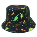 Sombrero tipo pescador reversible negro con dinosaurios coloridos y palmeras para protección solar - 3# Dinosaurio Negro (5124416898795)