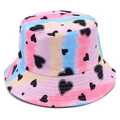 Colorful tie-dye bucket hat with heart pattern for summer sun protection and trendy style - Color 5 (Pink Blue Yellow Tie-Dye)
