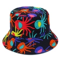 Sombrero de pescador reversible con estampado de pulpo colorido sobre tela negra premium - 4# Pulpo Negro (5124416898796)