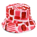 Chapeau bob unisexe avec imprimés géométriques abstraits rouges et roses pour le soleil - Rouge