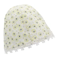 Women's foldable floral sun hat with yellow sunflowers and white lace trim detail - One Size / White