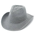 Unisex grey knitted wide brim fedora cowboy hat for sun protection with a western silhouette - One Size / Gray