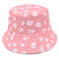 Roze vissershoed met witte schedel en BOO-print voor zonbescherming en hiphopstijl - Eén maat / Roze