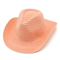 Coral knit jazz fedora cowboy hat with wide brim and spiral weave texture for women - One Size / Pink