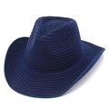 Classic navy blue knitted cowboy hat with pinched crown and wide upturned brim - One Size / Dark Blue