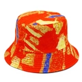 Bob réversible coloré avec imprimé abstrait rouge jaune bleu en toile durable - Rouge