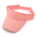 Detailed macro view of pink sun visor hat showing canvas texture and velcro strap - Pink