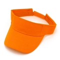 Detailed close-up of orange sun visor with stitching and adjustable velcro strap - Orange