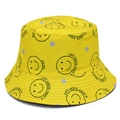 Gele vissershoed met smiley patroon en Happy Every Day print voor buitenactiviteiten - Geel