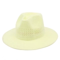 Close-up of hand-woven straw hat showing hollow breathable knit and smooth cream finish - One Size / Beige